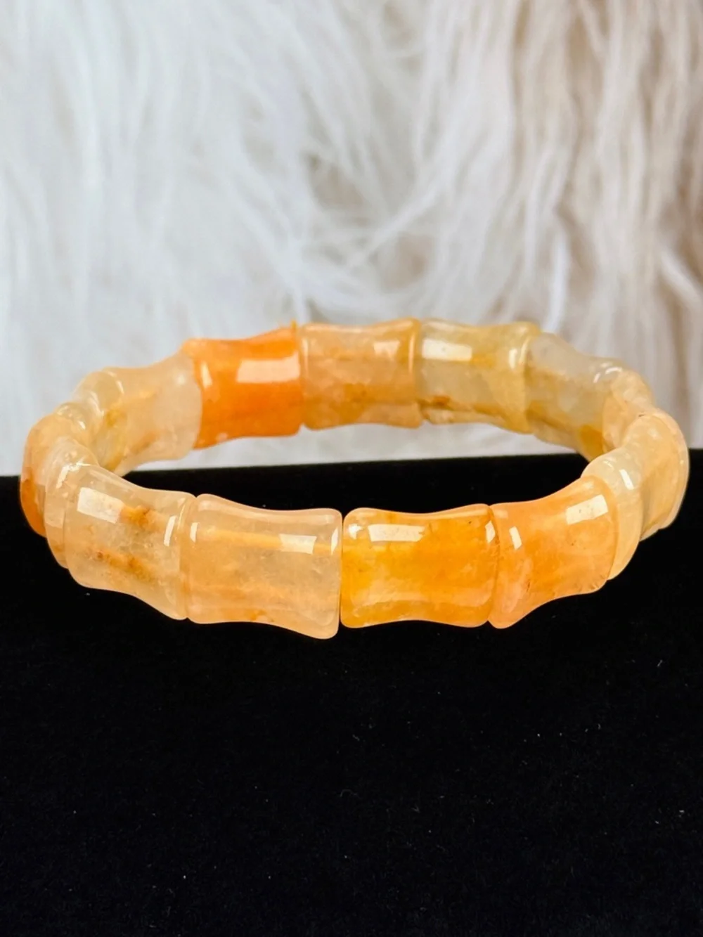 Citrine Beaded Bamboo Shape Stretch Bracelet